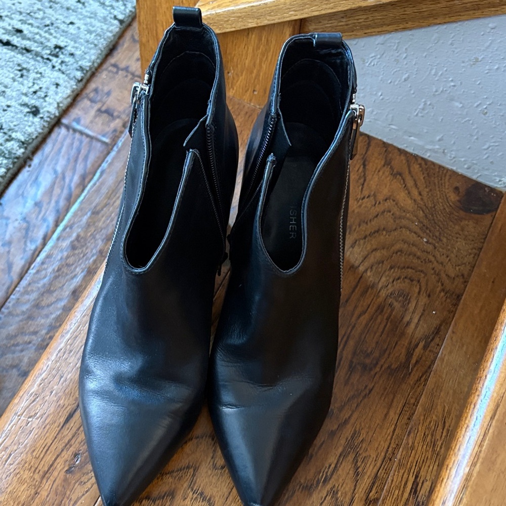 Marc Fisher Black Leather Ankle Booties